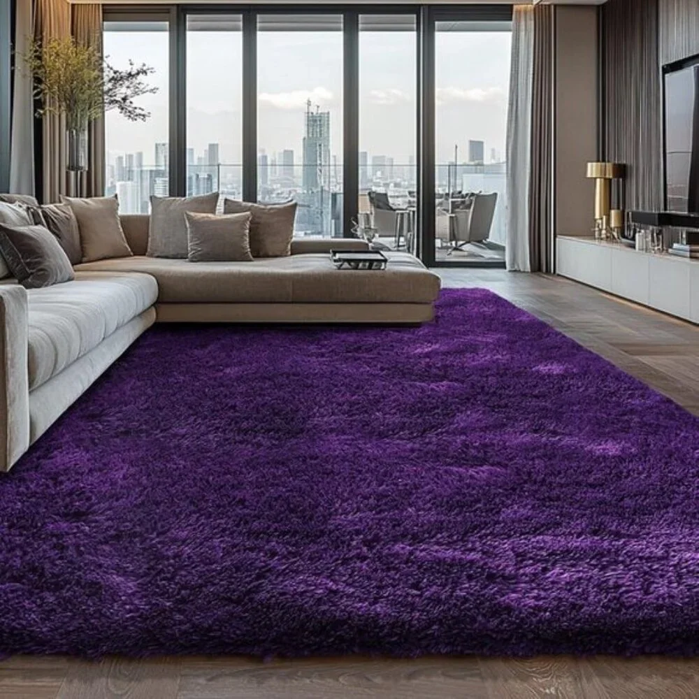 New 5x8 Purple Shag Rug, Ultra Soft Fluffy Carpet for Bedroom, Dorm & Kids’ Room
